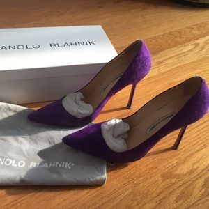 Manolo Blahnik Purple Suede Pumps